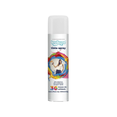 tinta spray uso geral branco brilhante 400ML - leveuze